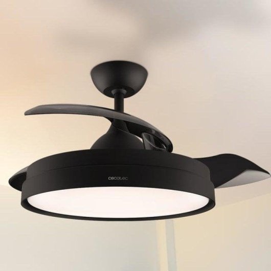 Ventoinha de Teto com Luz Cecotec EnergySilence Aero 4280 Invisible Black 40W 106cm 6 Velocidades Pás Retráteis Comando
