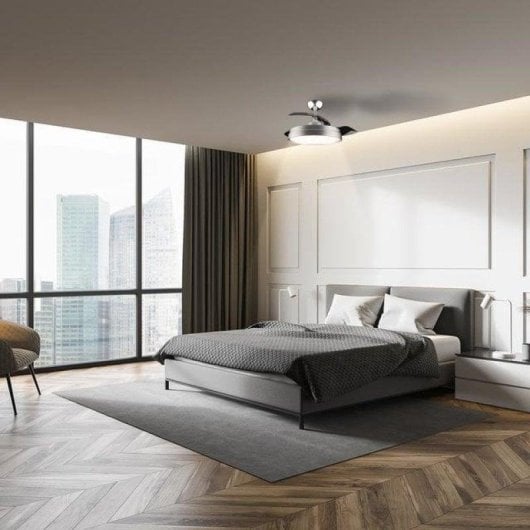 Ventilatore da soffitto Cecotec EnergySilence Aero 4280 Invisible Steel con pale retrattili, luce integrata, 40W, 6 velocità