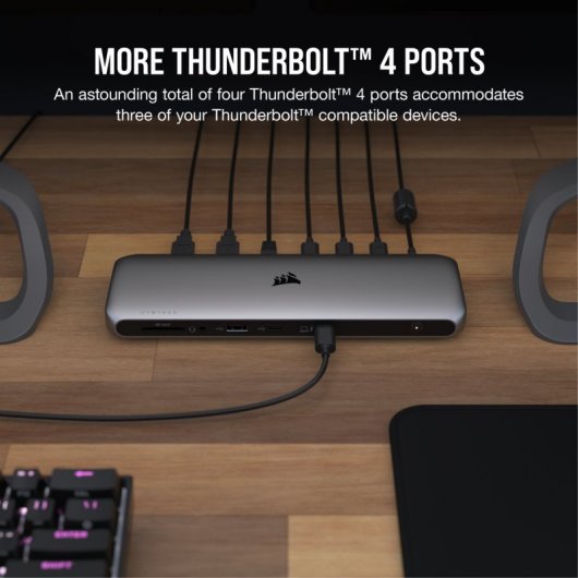 Corsair TBT200 Thunderbolt 4 Docking Station da USB-C a Thunderbolt/RJ45/USB 3.0/USB-C/PD 96 W