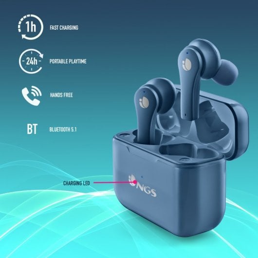 NGS ARTICA BLOOM Auricolare Wireless In-ear Musica e Chiamate USB tipo-C Bluetooth Blu
