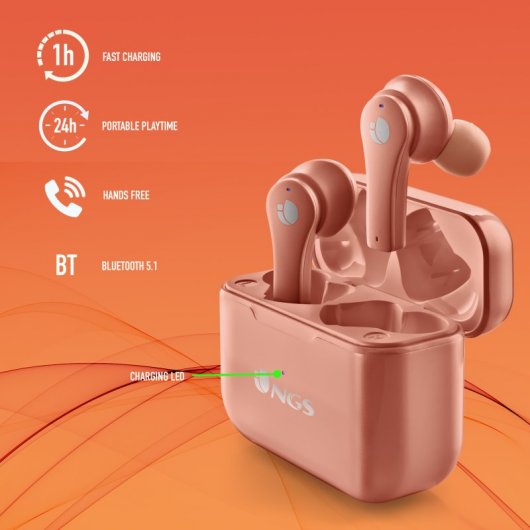 NGS Artica Bloom Auriculares Bluetooth TWS Coral
