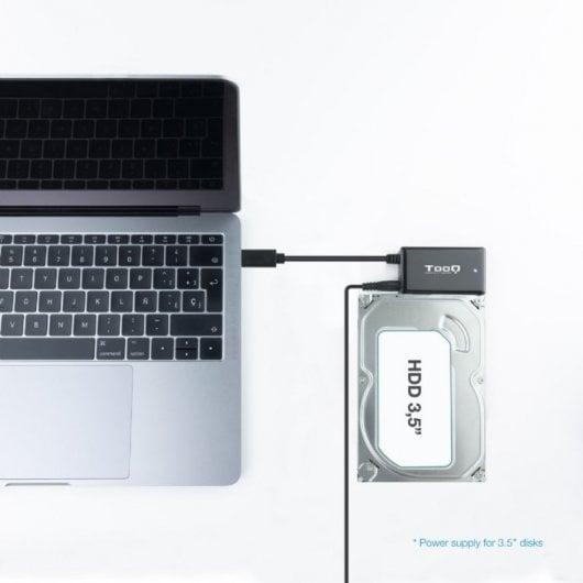 TooQ TQHDA-02C Adaptador para Discos Duros 2.5"/3.5" SATA a USB-C 3.0 con Alimentador