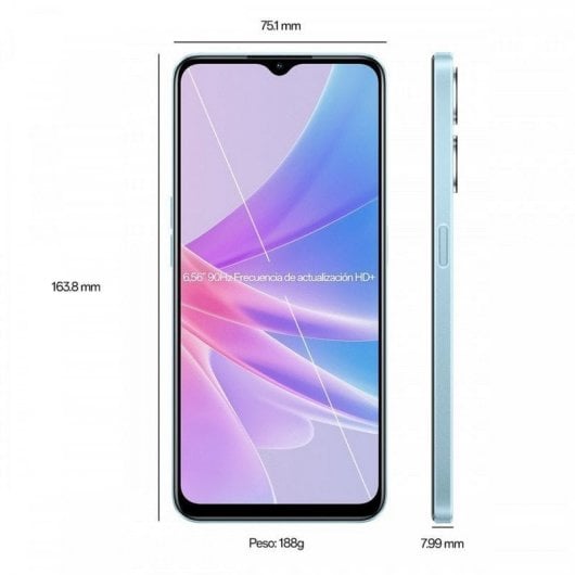 OPPO A78 5G Smartphone, AI Doppia fotocamera 50+2MP, Selfie 8MB, Display 6.56” 90HZ LCD, 5000mAh, RAM 8 (Esp 12GB/14GB/16GB) + ROM 128GB (esp1TB), IPX4, [Versione Italia], Glowing Blue