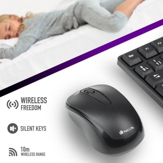 NGS Euphoria Kit Combo Teclado e Rato Sem Fios Layout AZERTY FR