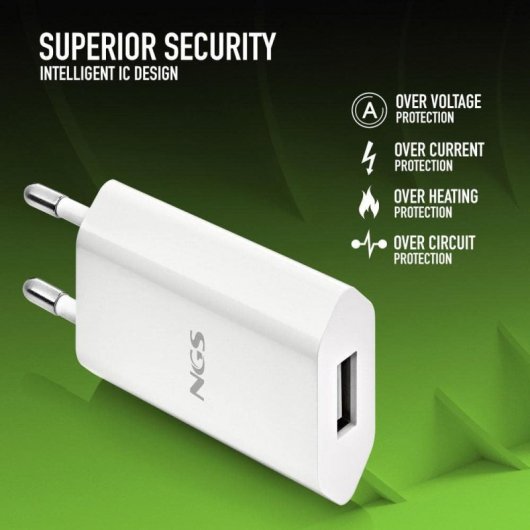 NGS Bucket Ace Cargador de Pared USB 5V/1A Blanco