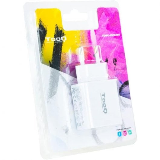 TooQ TQWC-2SC04WT Caricatore da muro doppio USB-C/USB 2.0 bianco