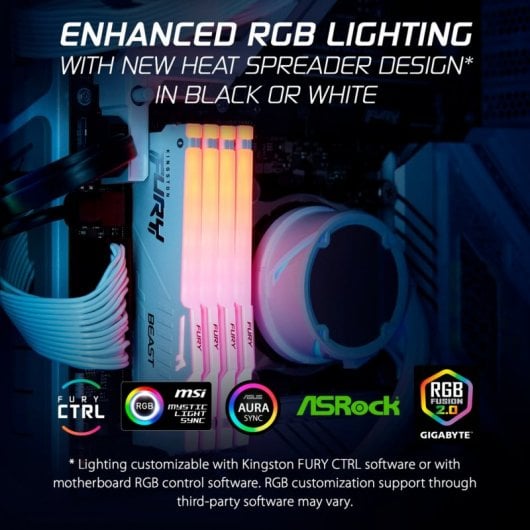 Kingston Technology FURY 32 GB 5600 MT/s DDR5 CL40 DIMM (Kit da 2 moduli) Beast White RGB XMP