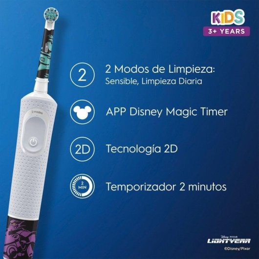 Brosse à Dents Électrique Oscillo-Rotative Oral-B Kids Lightyear 2 Modes Minuteur Étui