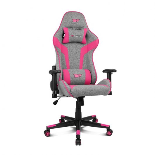 Drift DR90 Silla Gaming de Tela Gris/Rosa