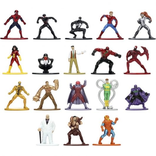Jada Set de 18 Nanofiguras Marvel Spiderman de Metal 4cm Coleccionismo
