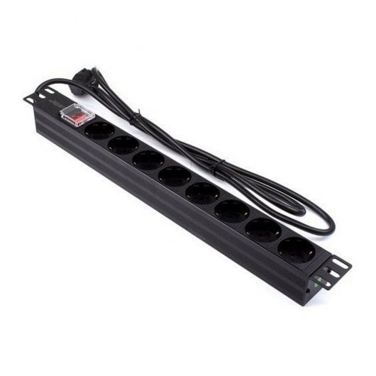 Lapara LA-00030506 Régua PDU para Rack 19" 1U 16A 8x Schuko com Interruptor