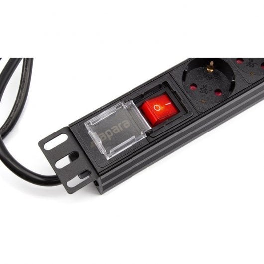 Lapara LA-00030506 Régua PDU para Rack 19" 1U 16A 8x Schuko com Interruptor