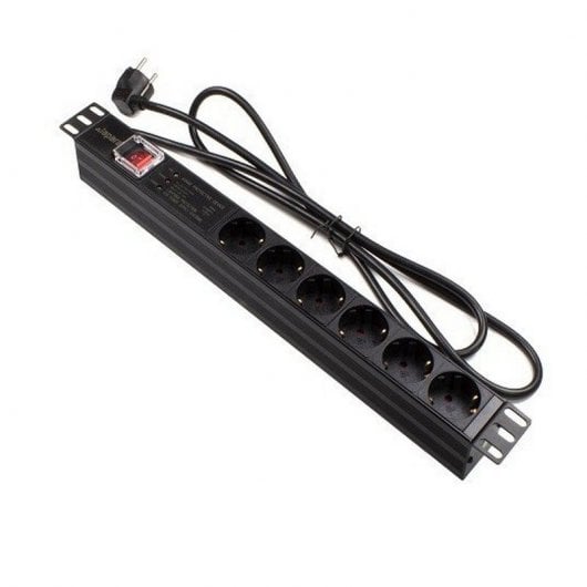 Lapara LA-00030502 Régua PDU para Rack 19" 1U 16A 6x Schuko com Interruptor e Proteção