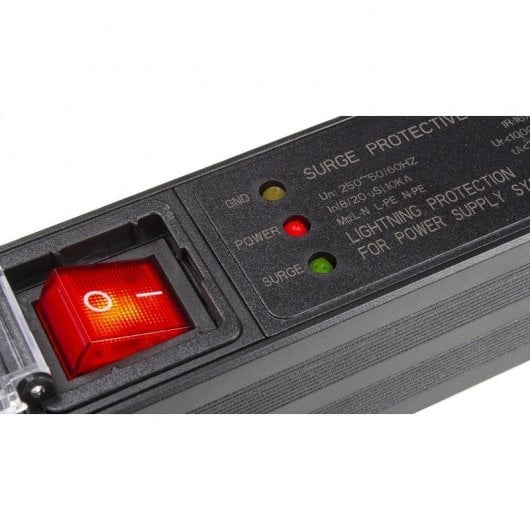 Lapara LA-00030502 Régua PDU para Rack 19" 1U 16A 6x Schuko com Interruptor e Proteção
