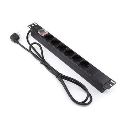 Lapara LA-00030501 Regleta PDU para Rack 19" 1U 16A 6xSchuko con Interruptor