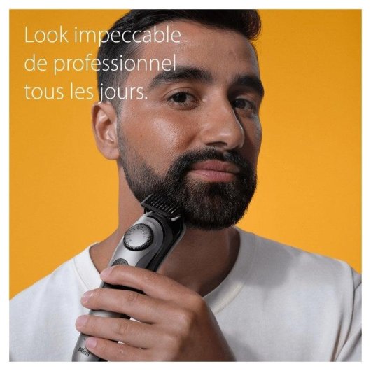 Tondeuse Barbe Braun Pro 7 BT7420 Sans Fil 40 Longueurs 100min 4 Sabots Etanche