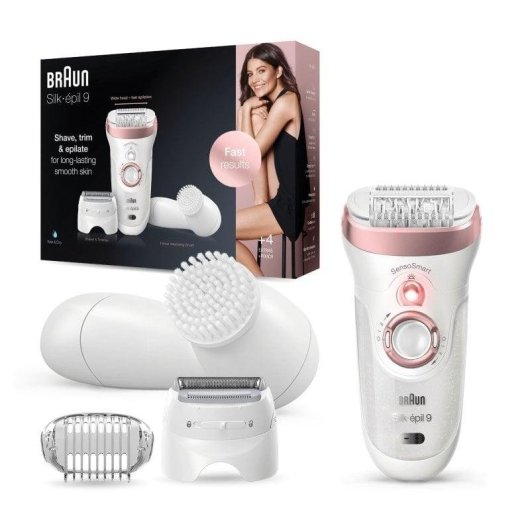 Braun Silk-épil 9 SensoSmart 9/880 Depiladora Blanca/Rosa + 7 Accesorios + Cepillo Limpieza Facial