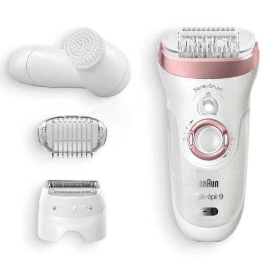 Braun Silk-épil 9 SensoSmart 9/880 Depiladora Blanca/Rosa + 7 Accesorios + Cepillo Limpieza Facial