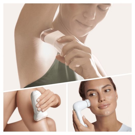 Braun Silk-épil 9 SensoSmart 9/880 Depiladora Blanca/Rosa + 7 Accesorios + Cepillo Limpieza Facial