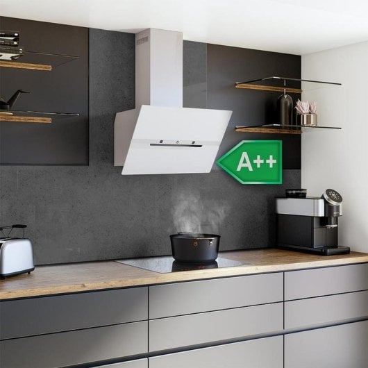 Hotte décorative Karactermania Bolero Flux DT 608010 60cm Blanc verre inox 800m3/h A++