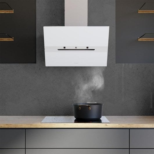 Hotte décorative Karactermania Bolero Flux DT 608010 60cm Blanc verre inox 800m3/h A++