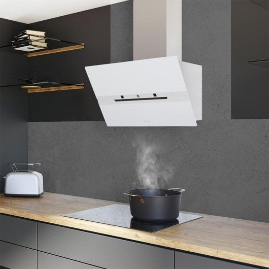 Hotte décorative Karactermania Bolero Flux DT 608010 60cm Blanc verre inox 800m3/h A++