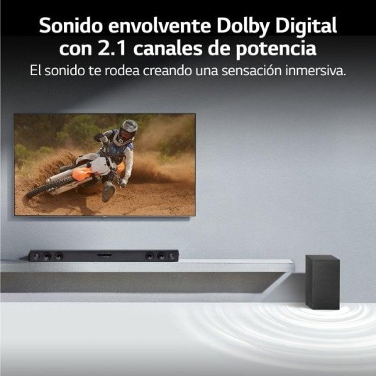 Barra de Som LG SQC2 2.1 300W Bluetooth Subwoofer Sem Fios Dolby Digital Preta