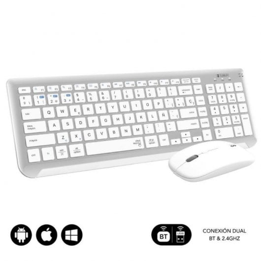 Subblim Prestige Multi-Device Combo Tastiera Wireless + Mouse Argento/Bianco