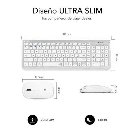 Subblim Prestige Multi-Device Combo Tastiera Wireless + Mouse Argento/Bianco