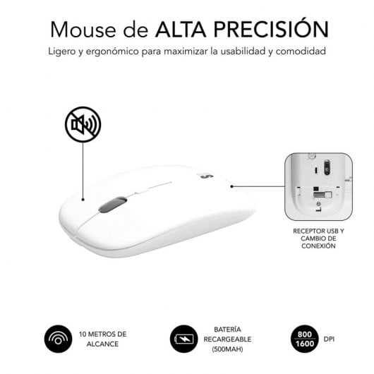 Subblim Prestige Multi-Device Combo Tastiera Wireless + Mouse Argento/Bianco