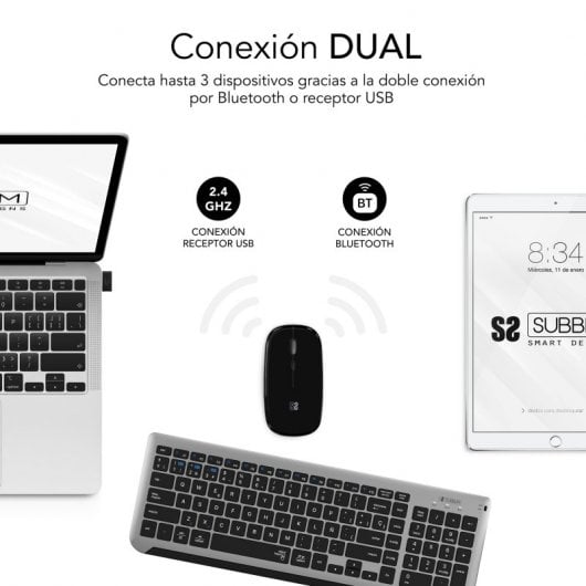 Subblim Prestige Multi-Device Combo Tastiera Wireless + Mouse Grigio/Nero