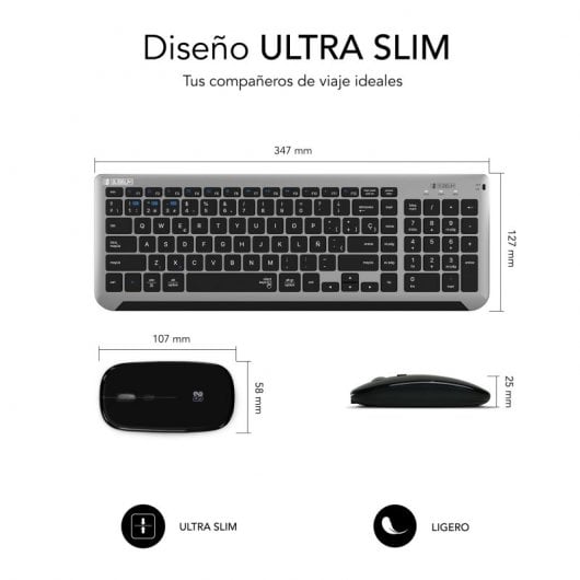 Subblim Prestige Multi-Device Combo Tastiera Wireless + Mouse Grigio/Nero