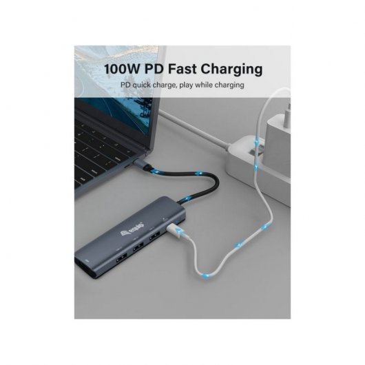 Equip Adaptador USB-C a HDMI 4K/USB-C PD/2x USB 3.2 Negro