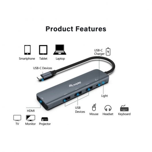 Equipaggia l'adattatore da USB-C a HDMI 4K/USB-C PD/2x USB 3.2 nero