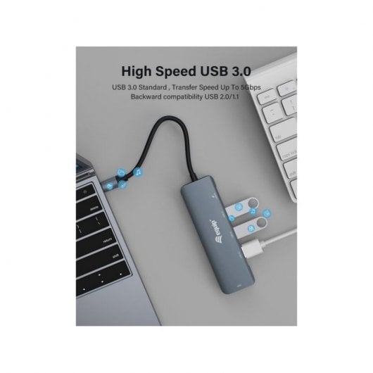 Equip Adaptador USB-C a HDMI 4K/USB-C PD/2x USB 3.2 Negro