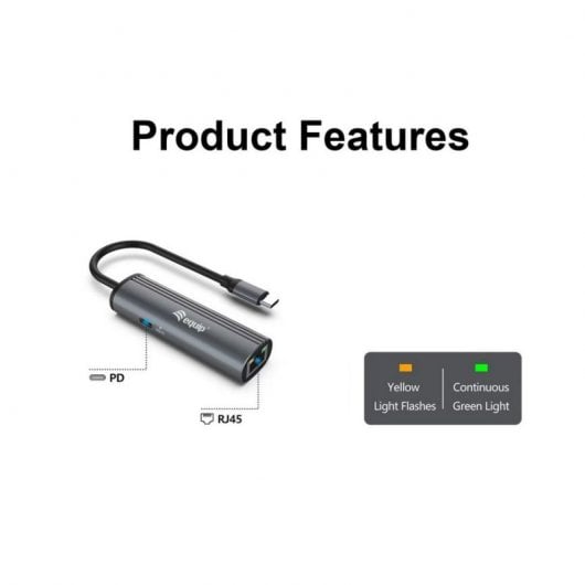 Equip Adaptador USB-C a RJ45 Gigabit Wake on LAN 100W Negro