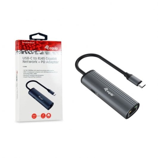 Equip Adaptador USB-C a RJ45 Gigabit Wake on LAN 100W Negro