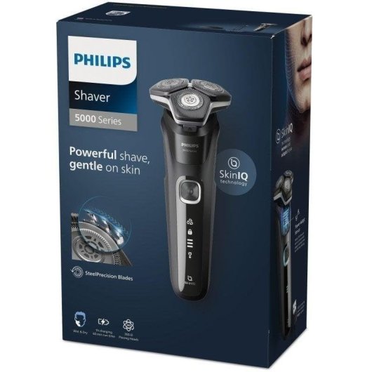 Elektrorasierer Philips Shaver Series 5000 S5898/25 Kabellos 60min Nass- und Trockenrasur 3 Scherköpfe Schnellladung Flexible Scherköpfe