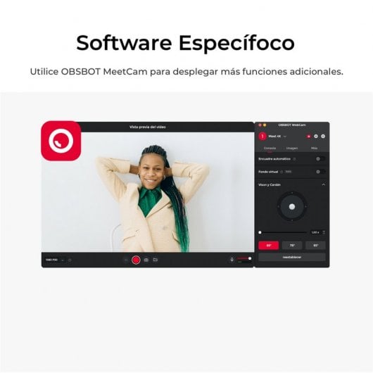 Obsbot Meet Cámara Web 1080p 60FPS con IA Negra