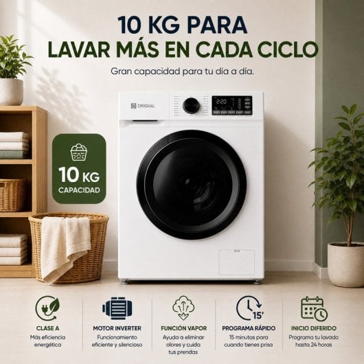 Origial Prowash 10 Kg Inverter Slim Lavadora Carga Frontal Clase A Blanca
