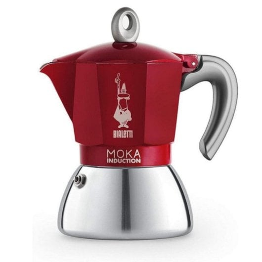 Cafetera Italiana Bialetti Moka Induktion 0,28L 6 tazas aluminio/acero roja