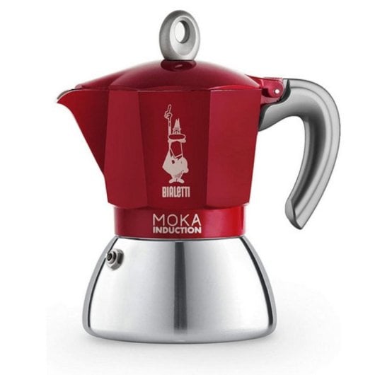 Cafetera Italiana Bialetti Moka Induktion 0,28L 6 tazas aluminio/acero roja