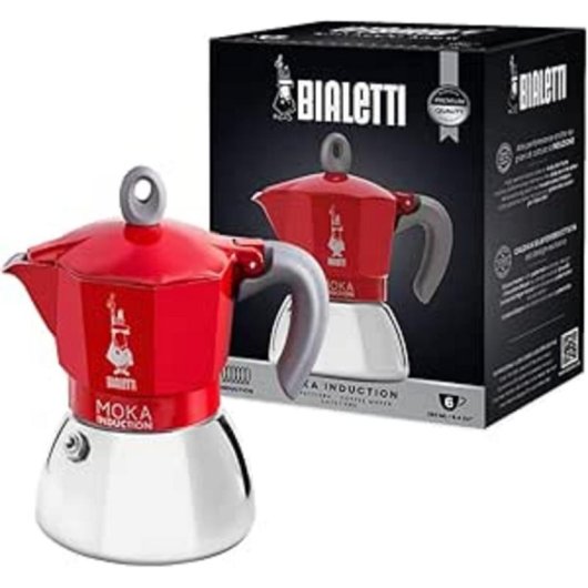 Cafetera Italiana Bialetti Moka Induktion 0,28L 6 tazas aluminio/acero roja