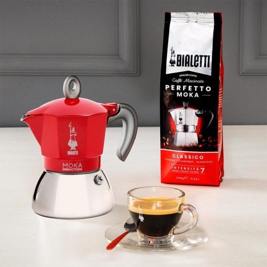 Caffettiera Moka Bialetti Moka Induktion 0,28L 6 Tazze Alluminio Acciaio Rossa