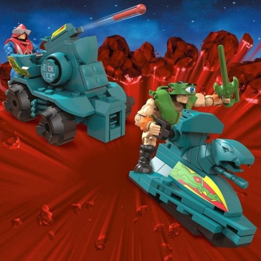 Set de construcción Mega Construx Battle Ram 2 microfiguras articuladas y vehículos desmontables