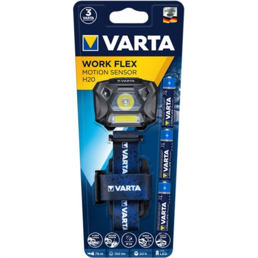 Varta Work Flex Motion Sensor Light H20 Lanterna LED para Cabeça Preta/Azul