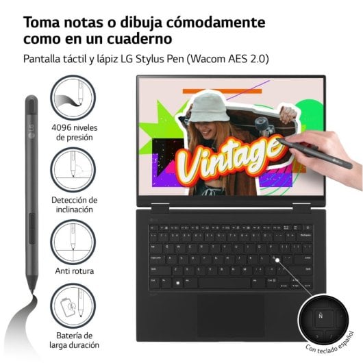 LG 14T90R-G.AA75B notebook i7-1360P Ibrido (2 in 1) 35,6 cm (14") Touch screen WUXGA Intel® Core™ i7 16 GB LPDDR5-SDRAM 512 GB SSD Wi-Fi 6 (802.11ax) Windows 11 Home Nero