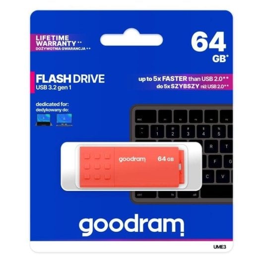 USB-Stick Goodram UME3 64GB USB 3.2 Gen 1 Orange Kunststoffgehäuse