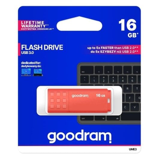 Clé USB Goodram UME3 16GB USB 3.2 Gen 1 orange capuchon