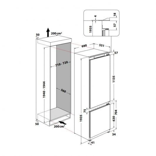 Hotpoint HA SP70 T121 Frigorífico Combinado Encastrável E